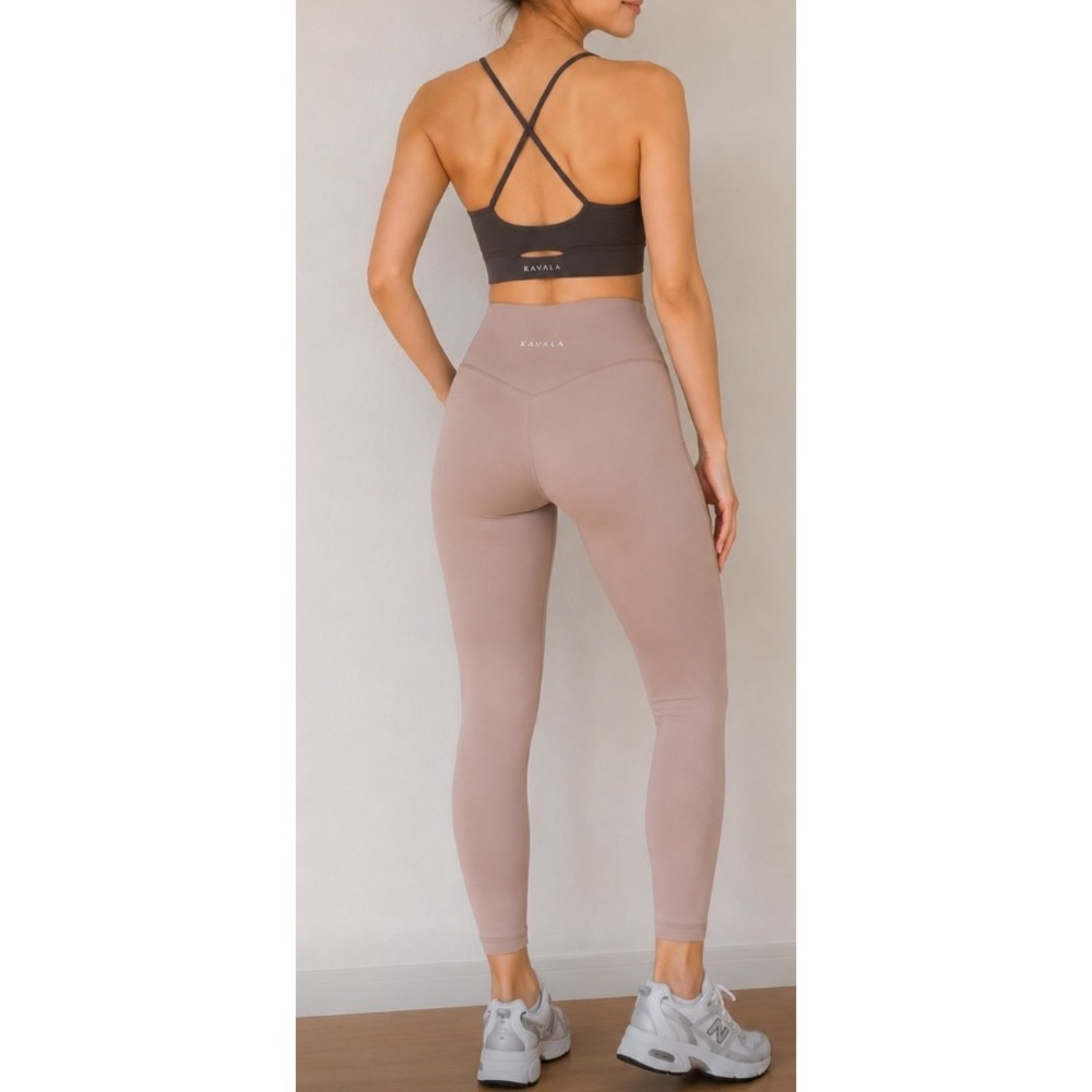Kavala High Waisted Athletic Leggings Dusty Rose Mauve XS Yoga Gym Pants